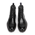 Pánske kožené členkové topánky s perforáciou čierne 99-M-514-1  
