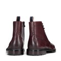 Pánske kožené členkové topánky s perforáciou bordové 99-M-514-3  
