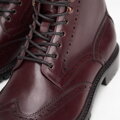 Pánske kožené členkové topánky s perforáciou bordové 99-M-514-3  