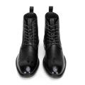 Pánske kožené členkové topánky s perforáciou čierne 99-M-516-1