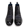 Pánske kožené členkové topánky s perforáciou čierne 99-M-519-1  