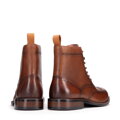 Pánske kožené členkové topánky s perforáciou hnedé 99-M-516-5