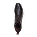 Pánske kožené členkové topánky s perforáciou tmavohnedé 99-M-516-4