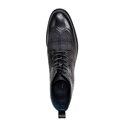 Pánske kožené členkové topánky s perforáciou čierne 99-M-519-1  
