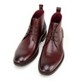 Pánske kožené členkové topánky s vložkami bordové 99-M-502-3