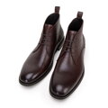Pánske členkové kožené topánky s vložkami tmavohnedé 99-M-502-4