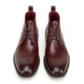 Pánske kožené členkové topánky s vložkami bordové 99-M-502-3