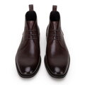 Pánske členkové kožené topánky s vložkami tmavohnedé 99-M-502-4