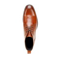 Pánske kožené členkové topánky s vložkami hnedé 99-M-502-5