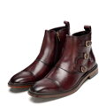 Pánske bordové členkové topánky z prírodnej kože s ozdobnými prackami 101-M-500-3