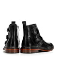Pánske kožené členkové topánky s ozdobnými prackami čierne 101-M-500-1