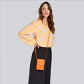 Mini crossbody kabelka z kože 2 v 1 oranžová  