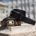Hnedo-béžový pánsky kožený opasok s elegantným detailom Wittchen 98-8M-003-4