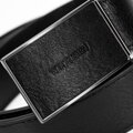 Pánsky kožený čierny opasok s koženou prackou – elegancia s výrazom 101-8M-211-1