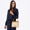 Pletená crossbody kabelka s retiazkami béžovo-hnedá