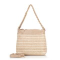 Pletená crossbody kabelka s retiazkami béžová