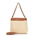 Pletená crossbody kabelka s retiazkami béžovo-hnedá