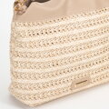 Pletená crossbody kabelka s retiazkami béžová