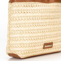Pletená crossbody kabelka s retiazkami béžovo-hnedá