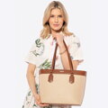 Shopperka z ekokože a výpletu béžovo-hnedá 100-4Y-408-95