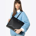 Klasická shopper kabelka z ekokože čierna 99-4Y-617-1
