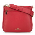 Kožená dámska crossbody kabelka so širokým popruhom červená 99-4E-014-3