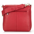 Kožená dámska crossbody kabelka so širokým popruhom červená 99-4E-014-3