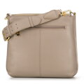 Kožená dámska crossbody so širokým pásikom béžová