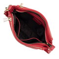 Kožená dámska crossbody kabelka so širokým popruhom červená 99-4E-014-3