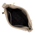 Kožená dámska crossbody so širokým pásikom béžová