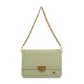 Kožená kabelka crossbody s retiazkou zelená 100-4E-206-Z
