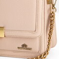 Kožená kabelka crossbody s retiazkou béžová 100-4E-206-9