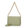 Kožená kabelka crossbody s retiazkou zelená 100-4E-206-Z