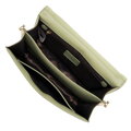 Kožená kabelka crossbody s retiazkou zelená 100-4E-206-Z