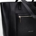 Kožená taška shopper s vreckami na prednej strane čierna so strieborným logom 100-4E-620-1S