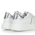 Dámske kožené sneakersy strieborné 100-DP-500-G