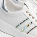 Dámske kožené sneakersy strieborné 100-DP-500-G