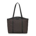 shopper kabelka Wittchen zo žakáru a kože s monogramami, hnedá 98-4E-904-4
