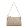 Kožená crossbody kabelka s razením strieborná 99-4E-307-S