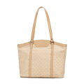 shopper kabelka Wittchen zo žakáru a kože s monogramami, krémová 98-4E-904-0