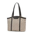 shopper kabelka Wittchen vyrobená zo žakáru a kože s monogramami, béžová 98-4E-904-8
