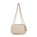 Dámska kožená crossbody kabelka na retiazke bordová 99-4E-305-3