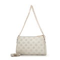 Kožená crossbody kabelka s razeným vzorom svetlý béž  