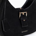 Čierna dámska kabelka typu bagetka Wittchen z imitácie kože s ozdobným strapcom