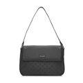 Crossbody z kože a žakáru s monogramom čierna  
