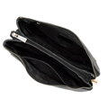 Dámska trojkomorová kožená crossbody kabelka čierna 99-4E-013-1