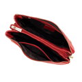 Dámska trojkomorová kožená crossbody kabelka červená 99-4E-013-3