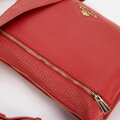 Dámska trojkomorová kožená crossbody kabelka červená 99-4E-013-3