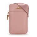 Malá kožená crossbody kabelka ružová so zlatým logom  