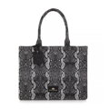 Dámska žakárová shopper kabelka so vzorom čierno-sivá 99-4E-500-X8